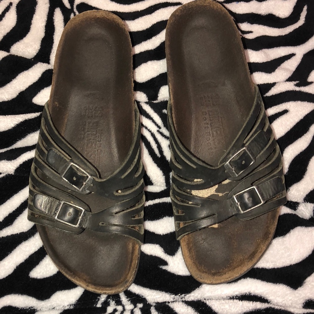 Black two strap birkenstocks